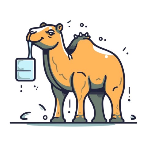 Camel with a glass of milk. Cute vector illustration.