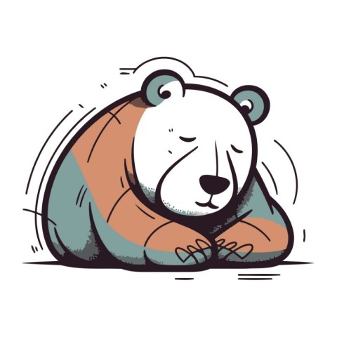 Polar bear sleeping. Cute cartoon character. Vector illustration