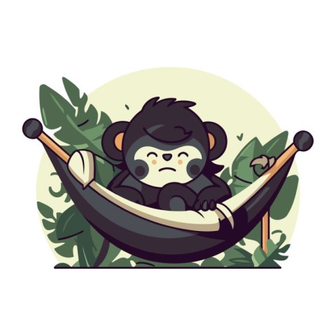 Monkey in a hammock. Vector illustration on white background.