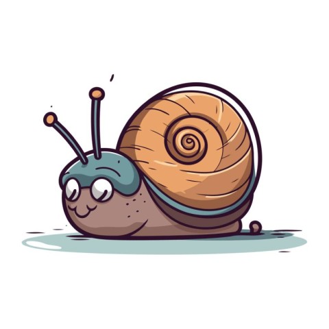 Cute cartoon snail isolated on a white background. Vector illust