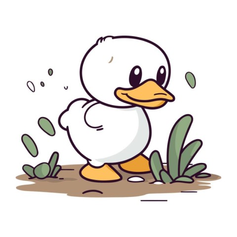 Cute little duckling. Vector illustration. Cute cartoon characte