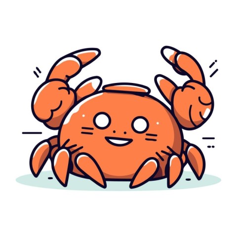 Cute cartoon crab. Vector illustration. Isolated on white backgr