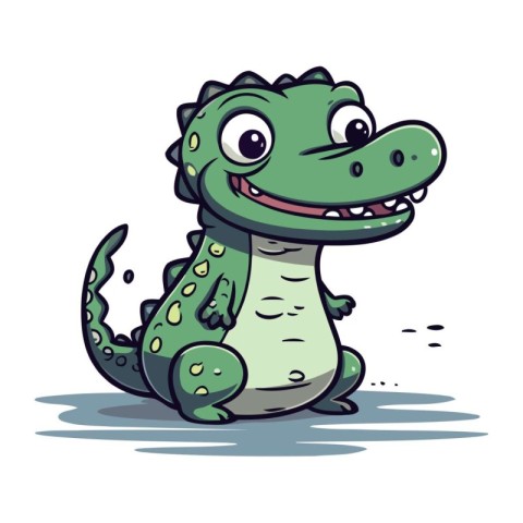 Cute cartoon crocodile on a white background. Vector illustratio