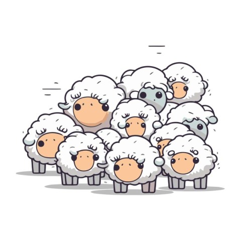 Sheep family   cute cartoon sheep vector illustration. Cute cart