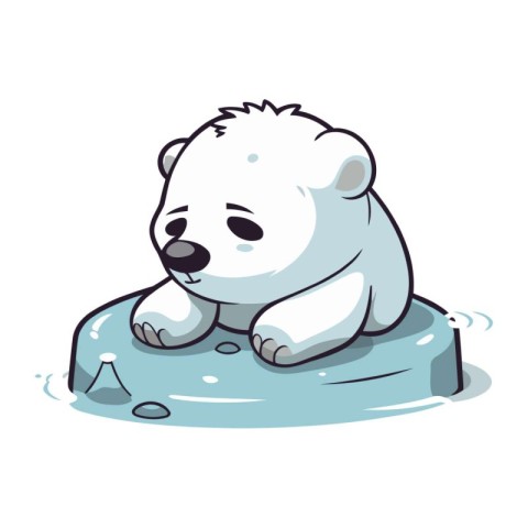 Polar bear on the ice. cartoon vector illustration isolated on w