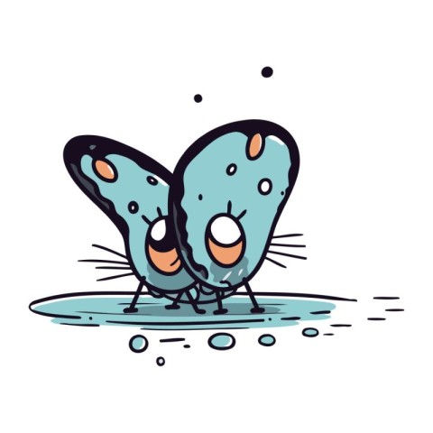 Vector illustration of a funny cartoon butterfly. Isolated on wh