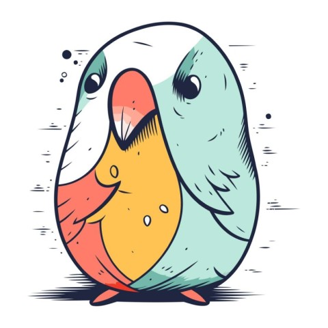 Vector illustration of cute parrot. Hand drawn doodle style.