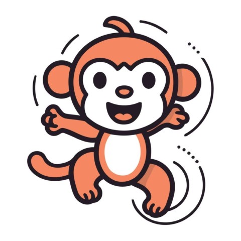 Cute cartoon monkey. Vector illustration isolated on a white bac