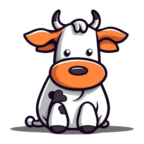 Cow cartoon character vector illustration. Cute cartoon cow. Far