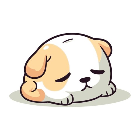 Cute dog sleeping on white background. Vector illustration in ca