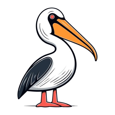 Pelican vector isolated on white background. Cartoon vector illu