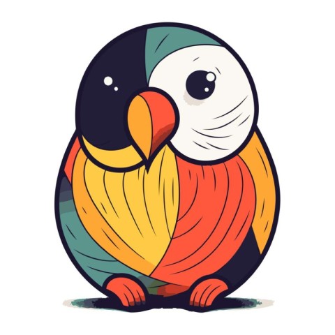 Cute cartoon parrot. Vector illustration on a white background.