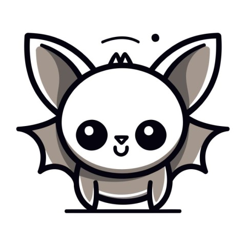 cute bat flying kawaii character icon vector illustration design