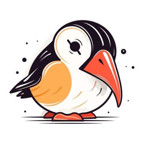 Penguin vector illustration. Cute cartoon penguin isolated on wh