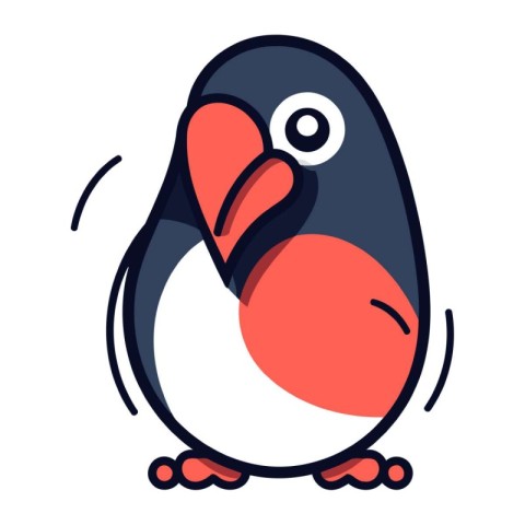 Cute cartoon penguin. Vector illustration isolated on white back