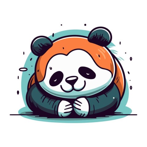 Cute cartoon panda bear. Vector illustration on white background