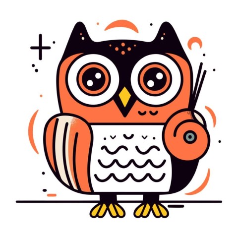 Cute cartoon owl. Vector illustration in doodle style.