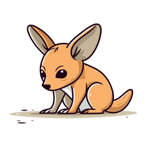 Cute kangaroo isolated on white background. Vector illustration.