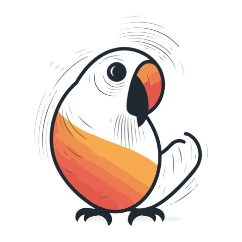 Cute parrot isolated on a white background. Vector illustration.