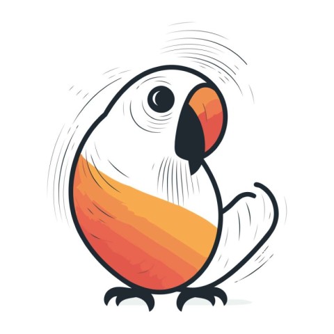 Cute parrot isolated on a white background. Vector illustration.