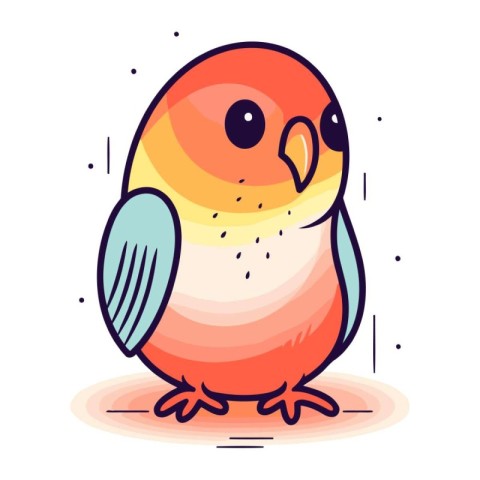 Cute cartoon parrot. Colorful vector illustration isolated on wh