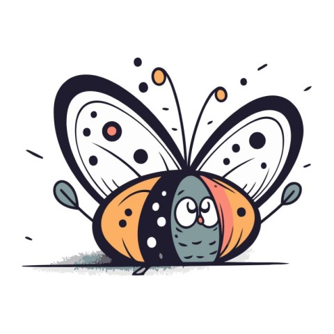 Butterfly vector illustration. Cute cartoon insect character. Ve