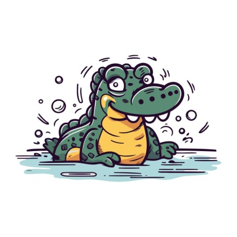 Cartoon crocodile. Vector illustration of a crocodile on a white