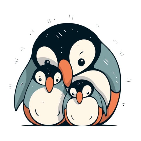 Cute penguin vector illustration. Hand drawn cartoon penguin.