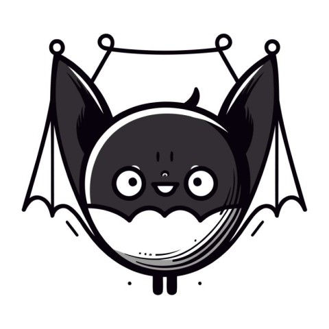 cute bat flying kawaii character icon vector illustration design