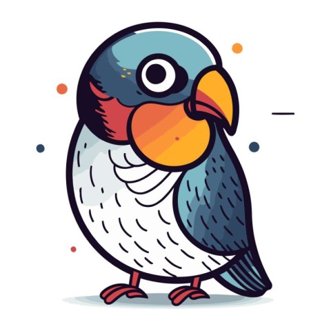 Cute cartoon parrot. Vector illustration. Isolated on white back