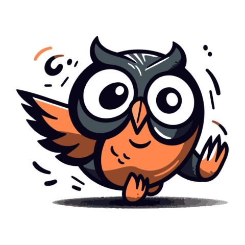 Funny cartoon owl. Vector illustration. Isolated on white backgr