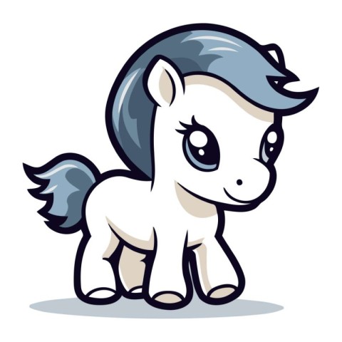 Cute cartoon pony isolated on a white background. Vector illustr