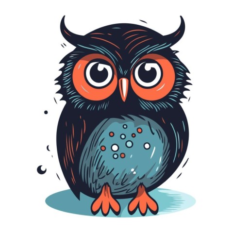 Owl. Cute cartoon character. Vector illustration on white backgr