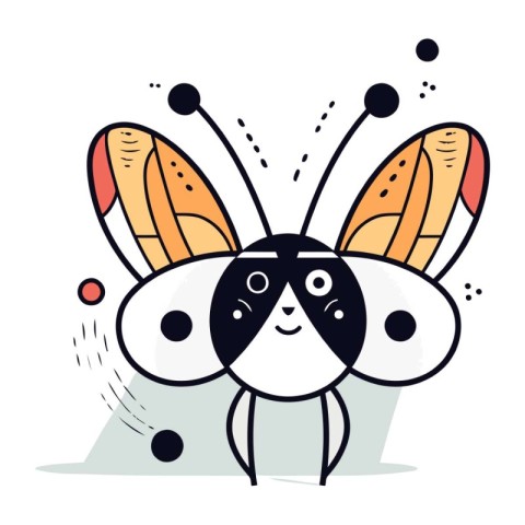 Vector illustration of a cute cartoon bee with wings on a white