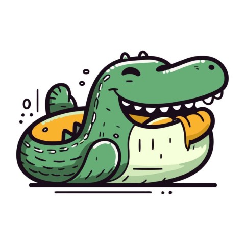 Crocodile vector illustration. Cute cartoon crocodile.