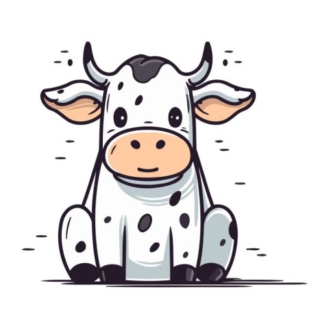 Cute cartoon cow. Farm animal. Hand drawn vector illustration.