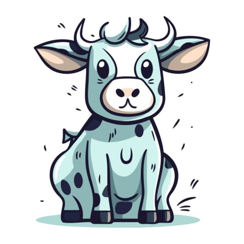 Cute cartoon cow. Vector illustration isolated on a white backgr