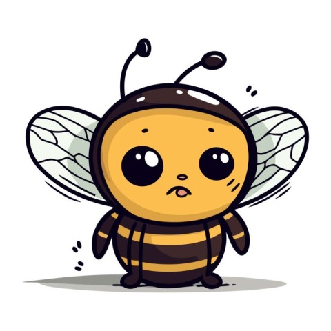 Cute cartoon bee. Vector illustration isolated on a white backgr