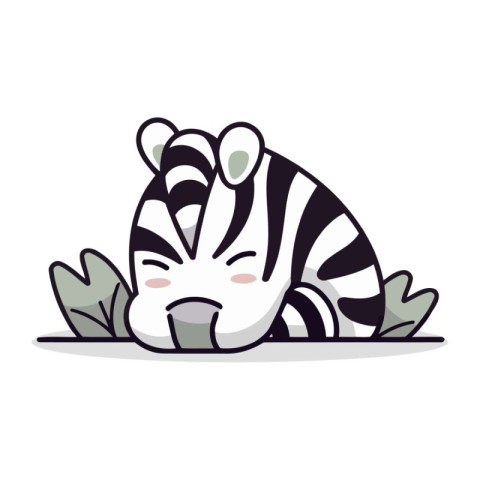 Cute zebra sleeping. Vector illustration in flat cartoon style.