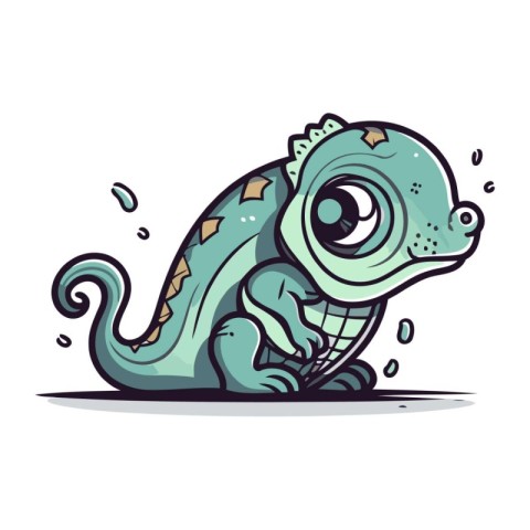 Cartoon Chameleon on a white background. Vector illustration.