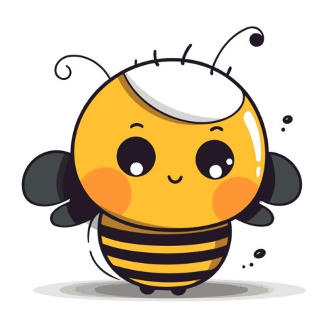 Cute cartoon bee isolated on a white background. Vector illustra