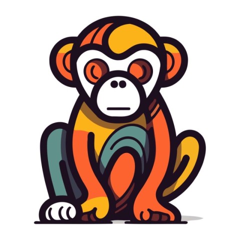 Monkey isolated on white background. Vector illustration in cart