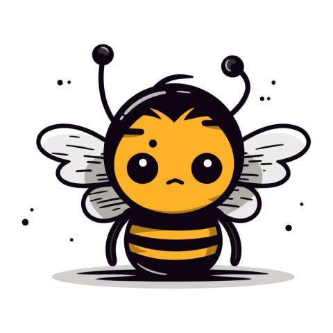 Cute cartoon bee. Vector illustration isolated on a white backgr