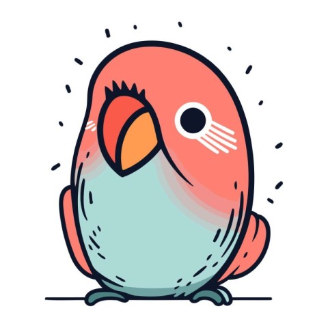 Cute cartoon parrot. Vector illustration in doodle style.