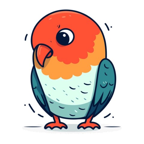 Cute cartoon parrot. Vector illustration. Isolated on white back