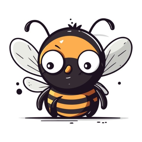 Cute cartoon bee. Vector illustration. Isolated on white backgro