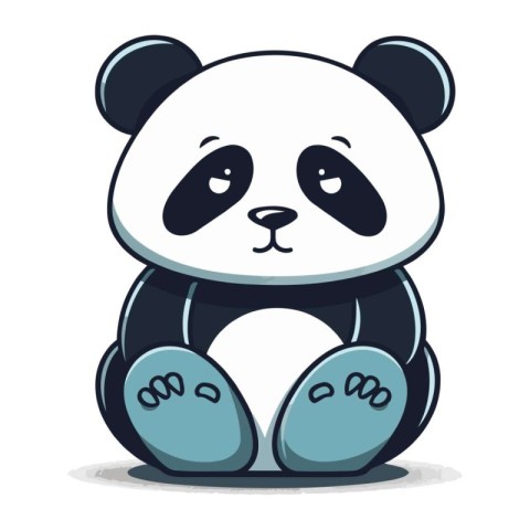 Cute cartoon panda sitting on white background. Vector illustrat