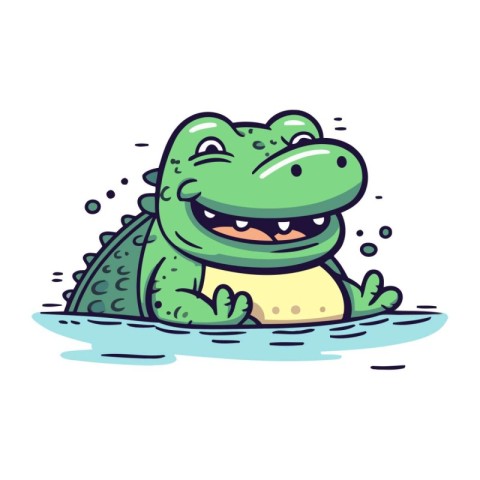 Cute cartoon crocodile. Vector illustration isolated on white ba