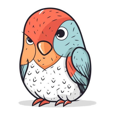 Cute cartoon parrot. Vector illustration isolated on white backg