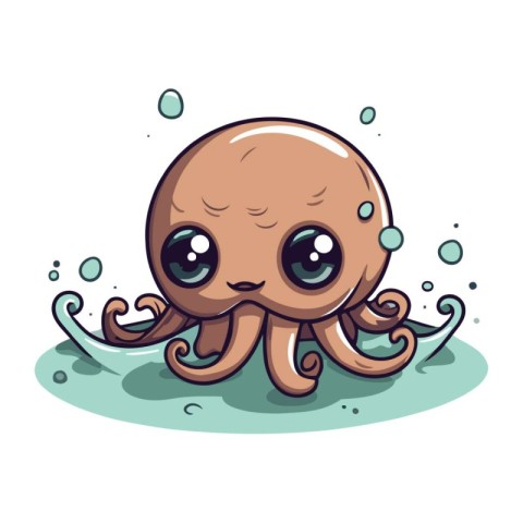 Cute cartoon octopus. Vector illustration isolated on white back